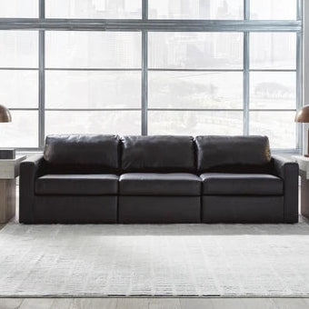 74305S2 Modmax II 3-Piece Modular Sofa In Leather Upholstery - Black | Signature Design By Ashley