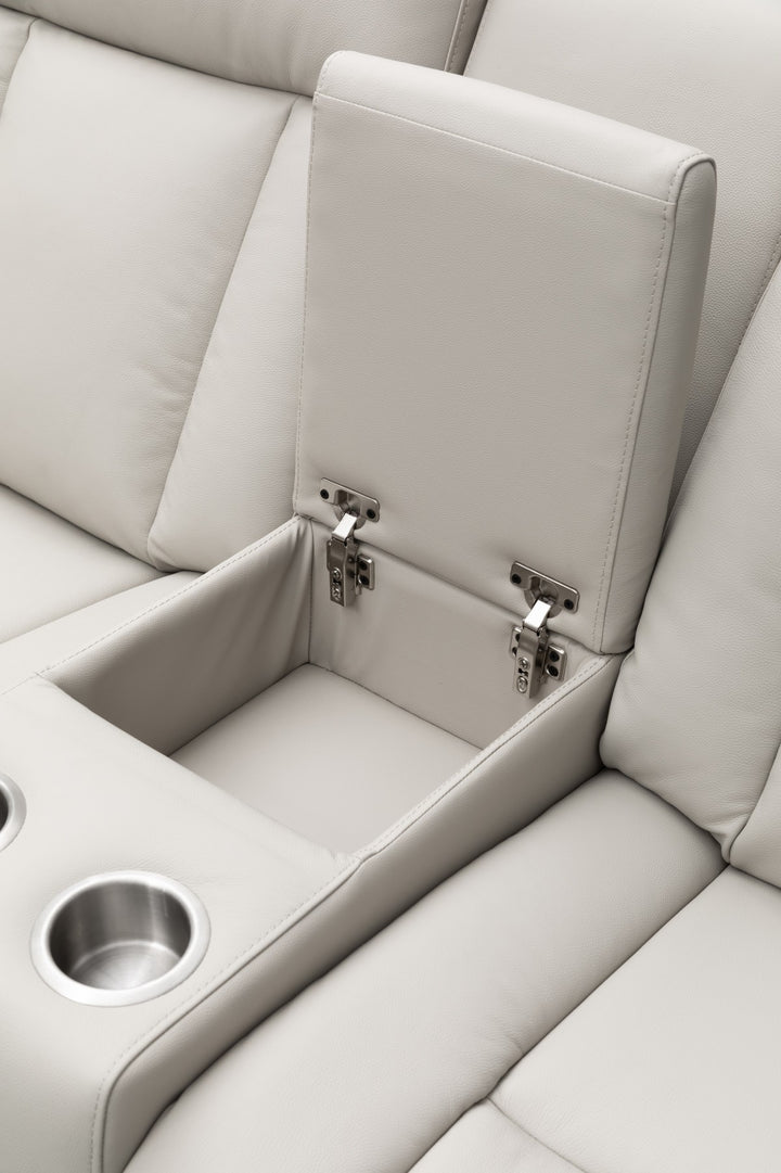Sudex Beige Power Recliner Loveseat in Top Grain Leather