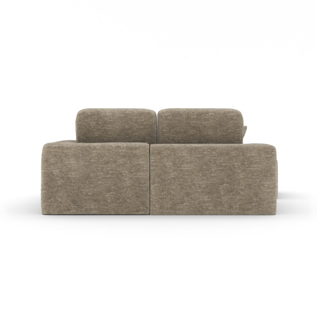 Lime Taupe Sectional Sofa With Ottoman In Fabric Upholstery