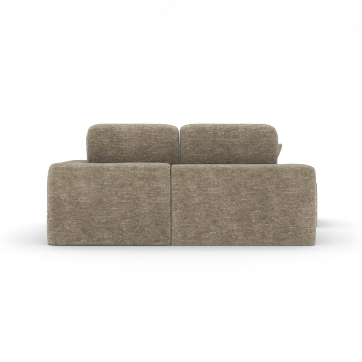 Lime Taupe Sectional Sofa With Ottoman In Fabric Upholstery