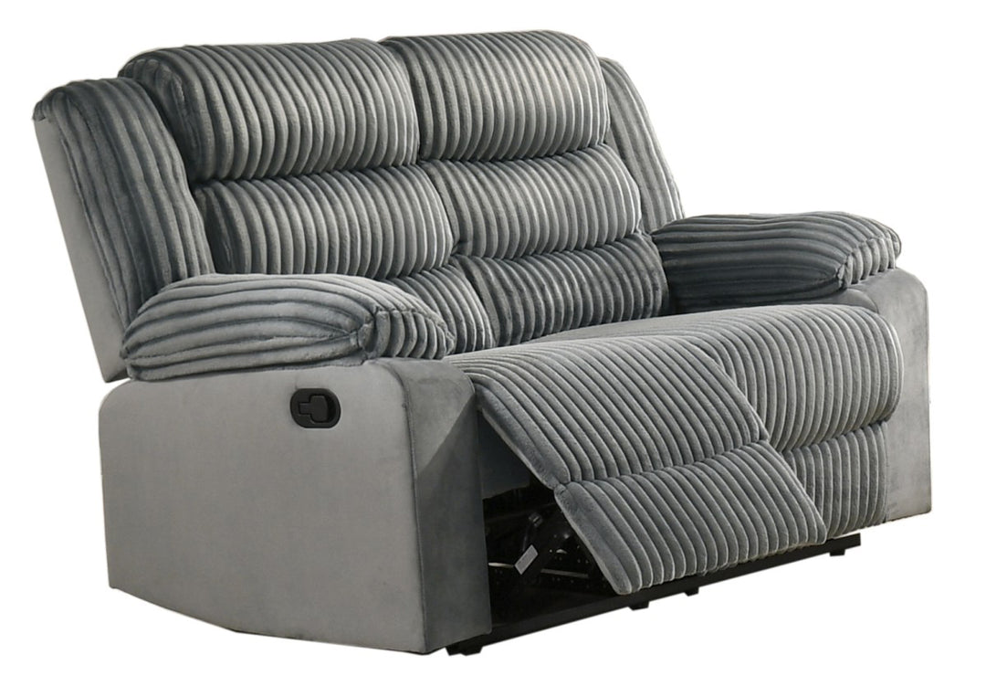 Nathan Manual Recliner Loveseat In Fabric Upholstery - Grey