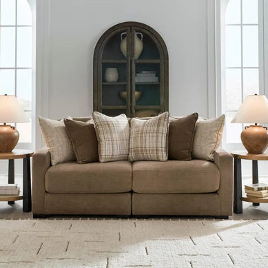 68207S1 Camellia-Court 2-Piece Sectional Sofa In Fabric Upholstery - Coffee | Benchcraft By Ashley