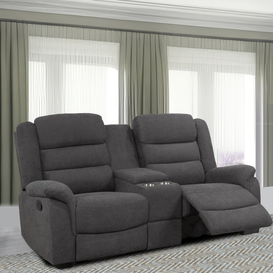 Brenda Relaxing Recliner Loveseat With Storage Console & Built-In Cup Holders - Dazzling Grey