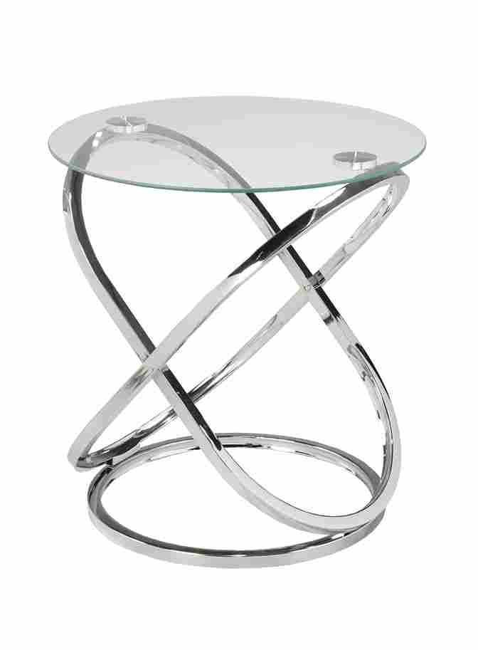 Modern Silver Accent Table with Tempered Glass Top - Chic and Functional