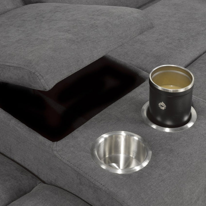 Brenda Relaxing Recliner Loveseat With Storage Console & Built-In Cup Holders - Dazzling Grey