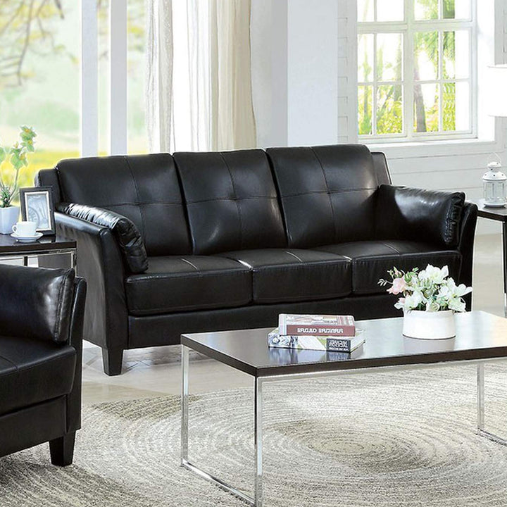 Connor 3-Piece Tranquil Sofa Set In PU Leather Upholstery - Black