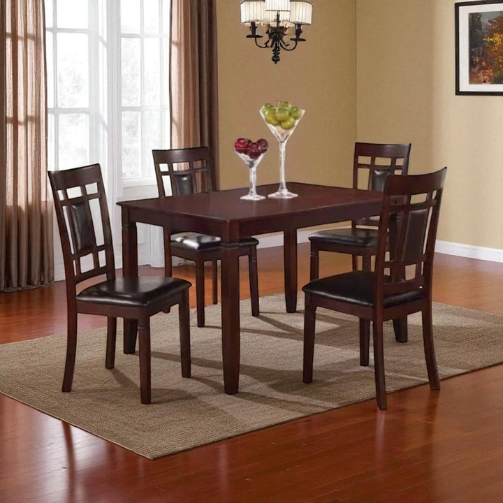 Alexia Wooden Dining Table Set For 4 With PU Upholstered Chairs - Espresso