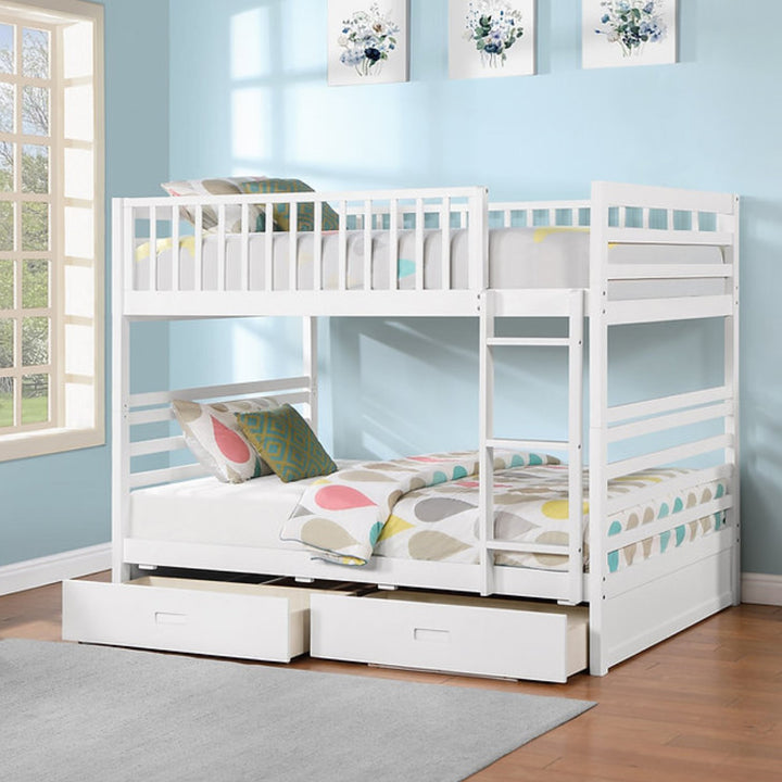 Grace Bunk Bed (Double/ Double) With Storage Drawers - White