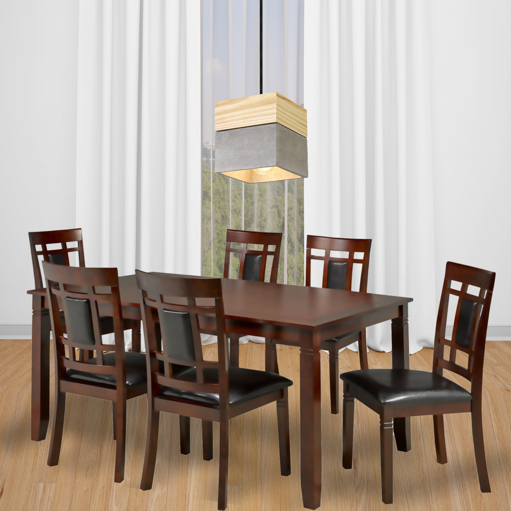 Alexia Dining Room Set for 6 Person | Rustic Style Wooden Dining Table