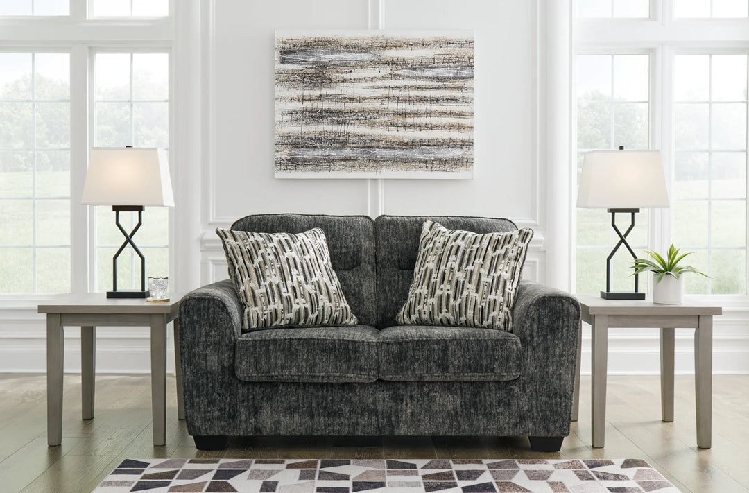 5050435 Lonoke Loveseat In Fabric Upholstery - Gunmetal | Signature Design By Ashley