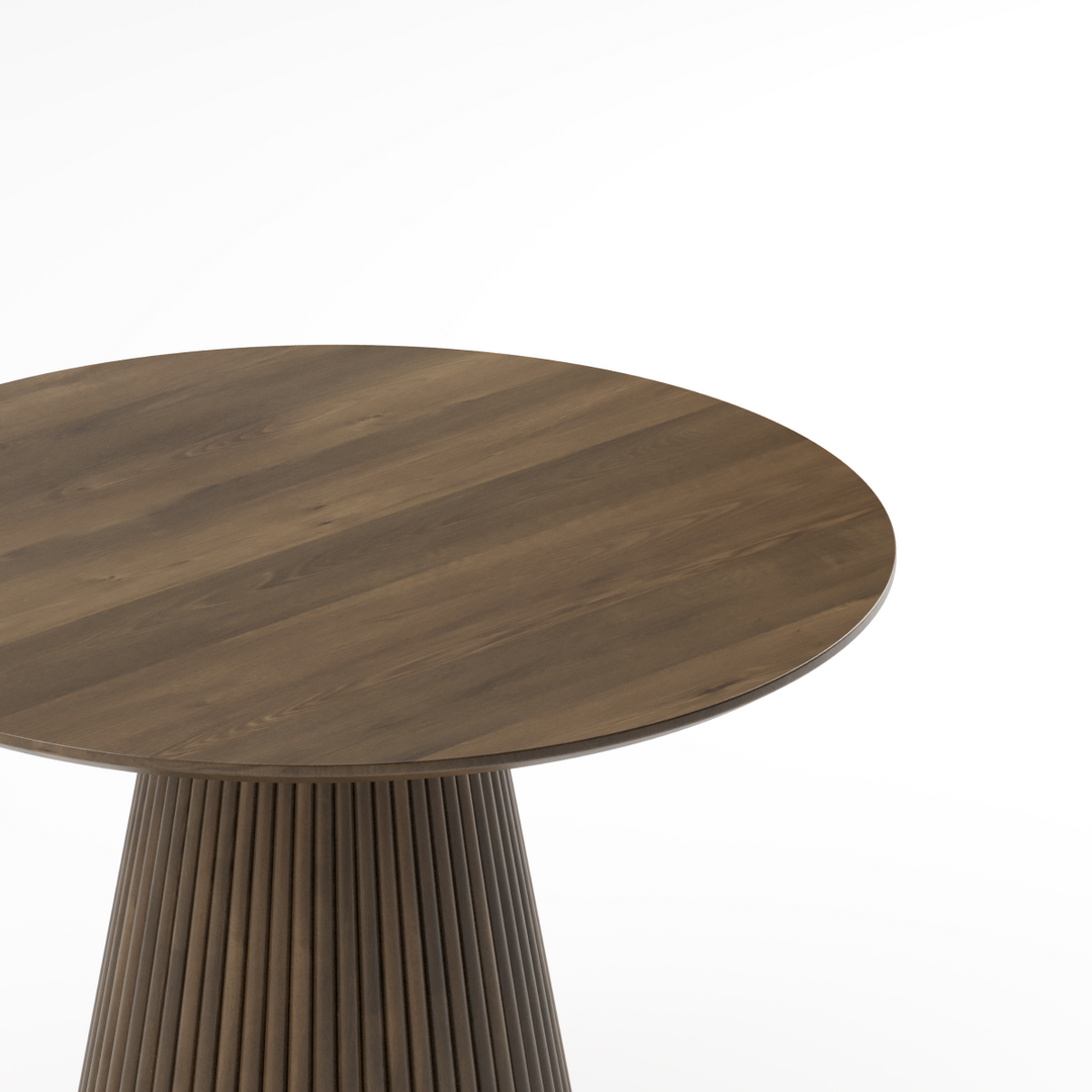Bunit Solid Wooden Walnut Round Dining Table