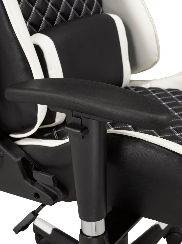 Sleek Black/White Gaming Chair | Ergonomic Design, Custom Comfort, and Easy Mobility