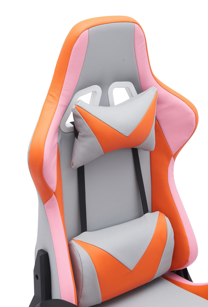 Grey/Orange Ergonomic Gaming Chair | Adjustable Height, Hydraulic Lift, and Stylish Design