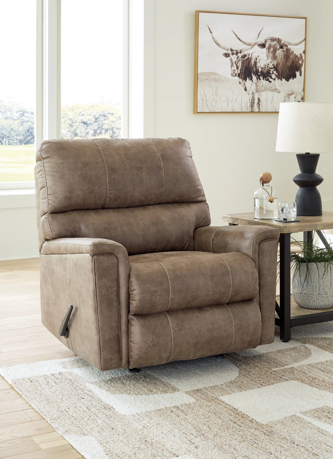 9400425C Navi Rocker Recliner Chair in Leather Upholstery - Fossil | Signature Design By Ashley