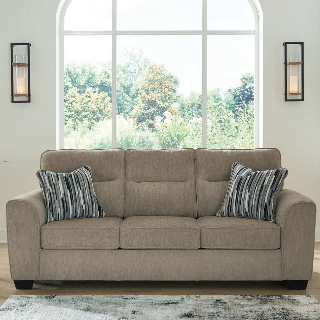 3130438 Olten Stationary Sofa In Fabric Upholstery - Mocha | Benchcraft By Ashley