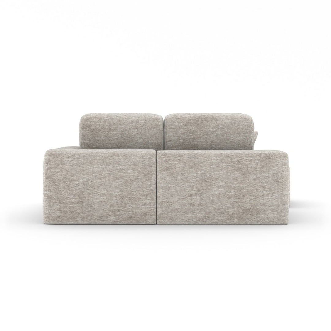 Lime Beige Sectional Sofa With Ottoman In Fabric Upholstery