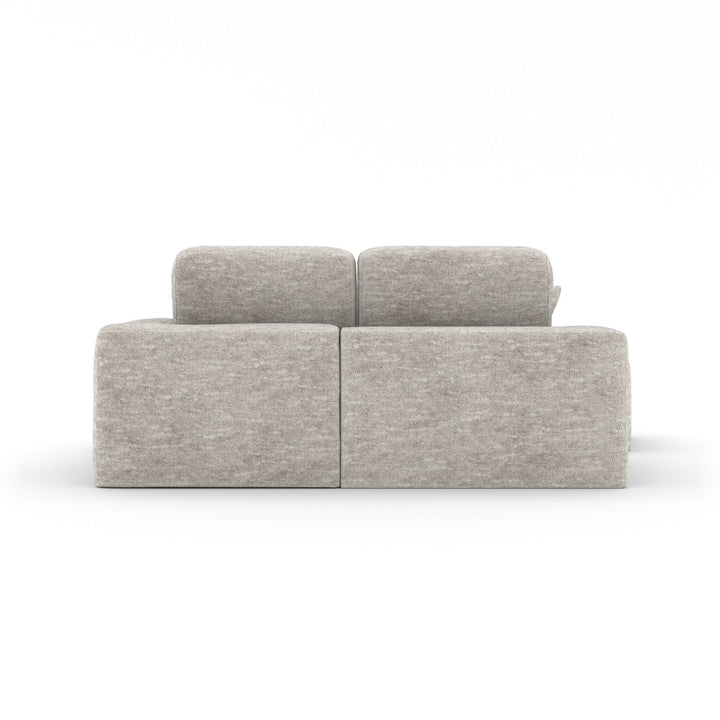Lime Beige Sectional Sofa With Ottoman In Fabric Upholstery