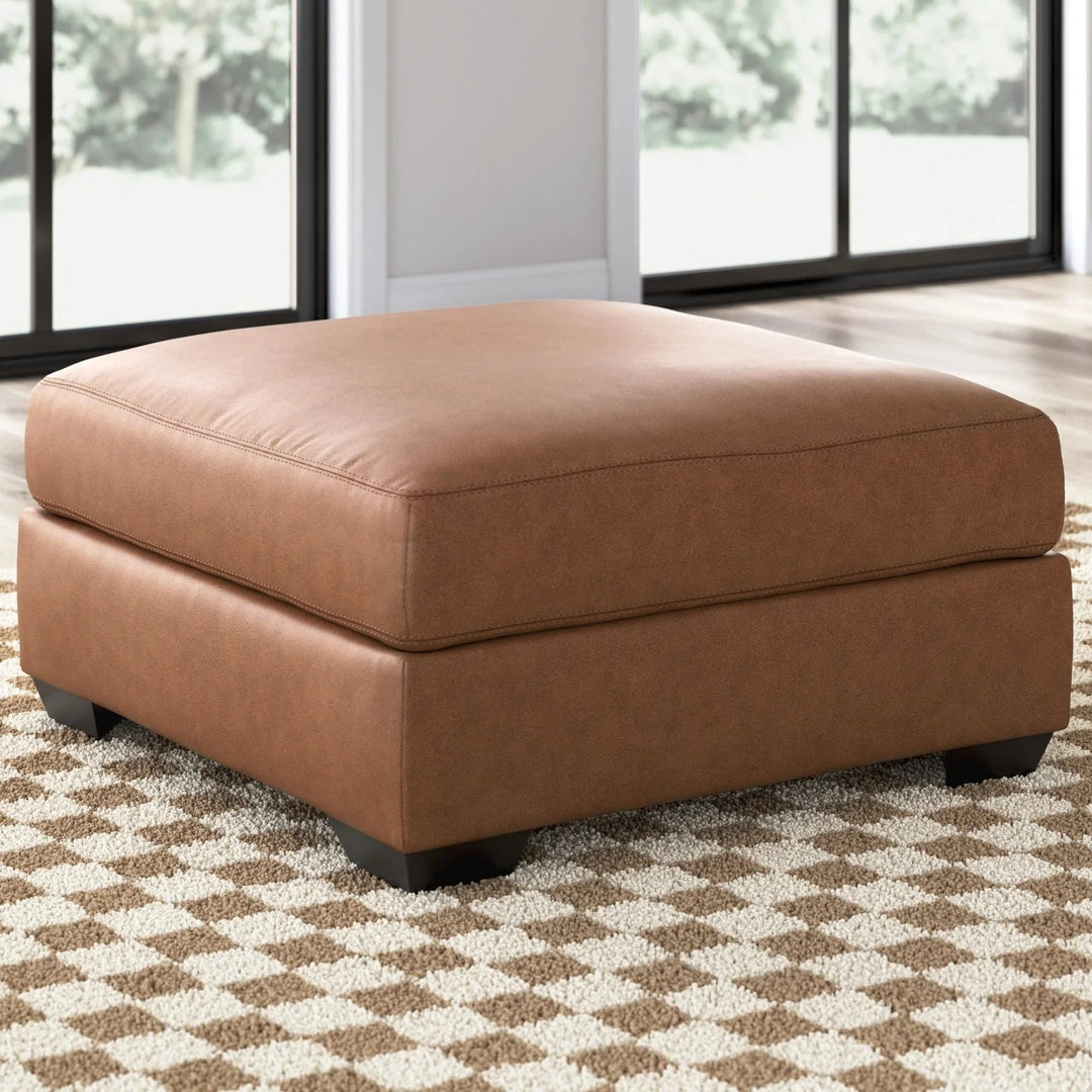 2770408 WillowBend Oversized Accent Ottoman In Leather Upholstery - Caramel | Signature Design By Ashley