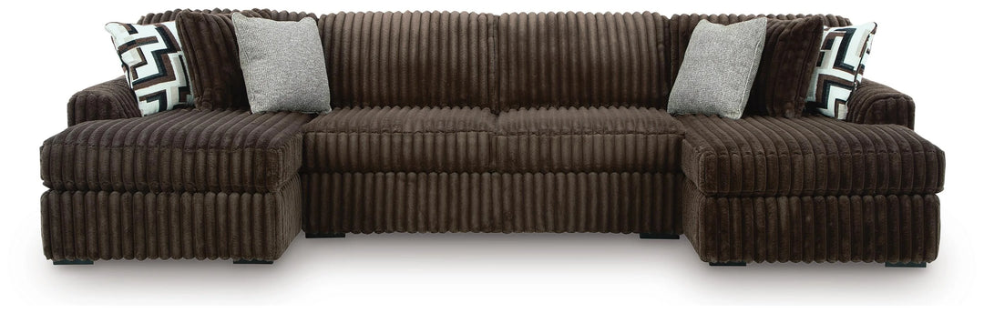 98104S5 Midnight-madness 3-Piece Fabric Sectional Sofa With Dual Chaise - Chocolate | Signature Design By Ashley