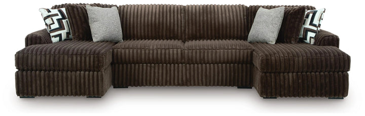 98104S5 Midnight-madness 3-Piece Fabric Sectional Sofa With Dual Chaise - Chocolate | Signature Design By Ashley