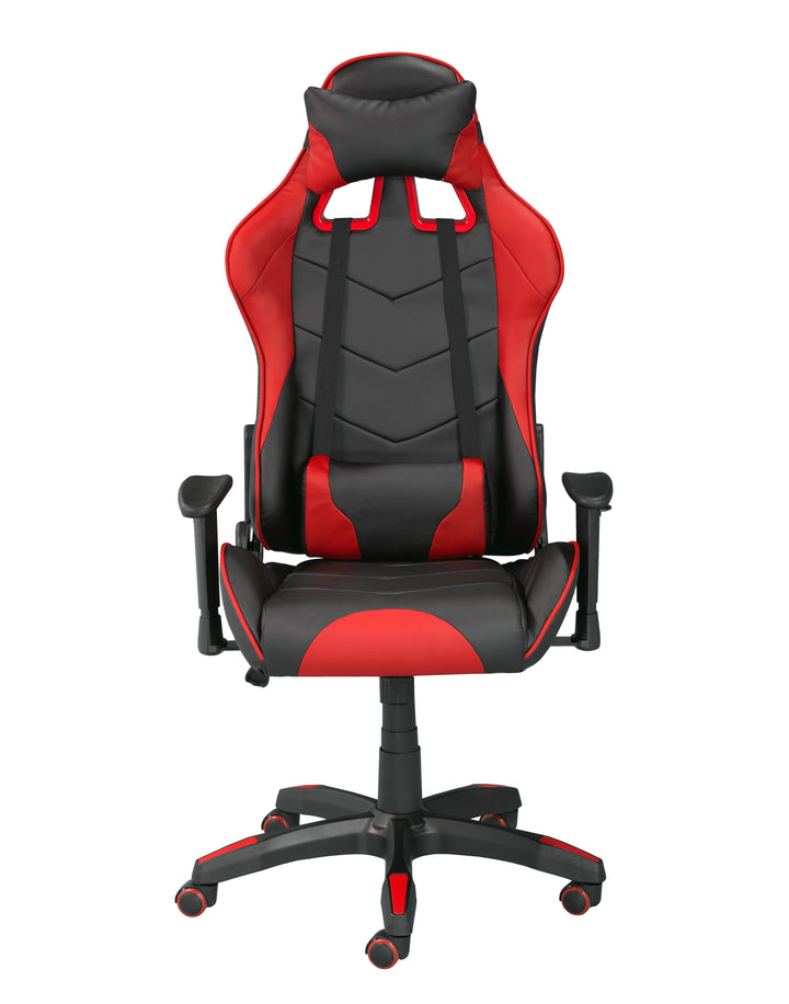 Maverick Ergonomic Gaming Chair In Faux Leather Upholstery - Black/ Red