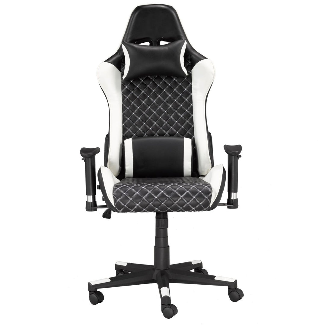 Sleek Black/White Gaming Chair | Ergonomic Design, Custom Comfort, and Easy Mobility