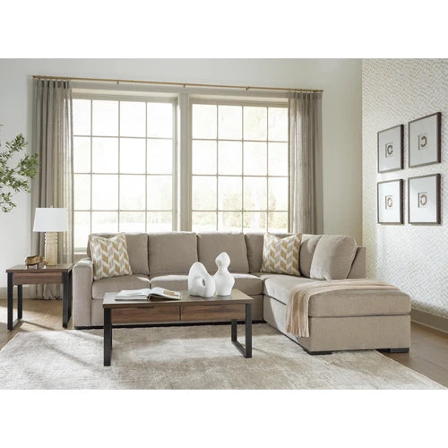 Bridgepoint 2-Piece Fabric Upholstered Sectional Sofa With Chaise - Stone | Signature Design By Ashley
