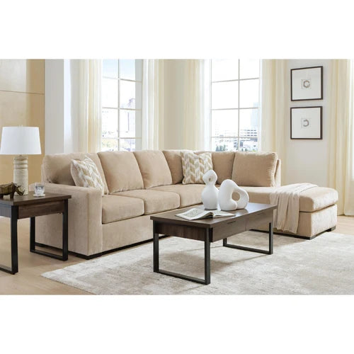 Bridgepoint 2-Piece Fabric Upholstered Sectional Sofa With Chaise - Almond | Signature Design By Ashley