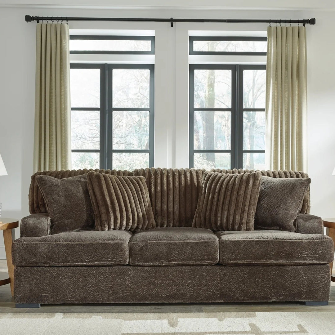 5370238 Aylesworth Casual Sofa In Fabric Upholstery - Chocolate | Benchcraft By Ashley