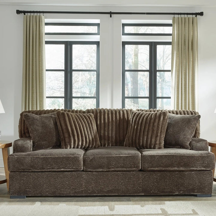 5370238 Aylesworth Casual Sofa In Fabric Upholstery - Chocolate | Benchcraft By Ashley