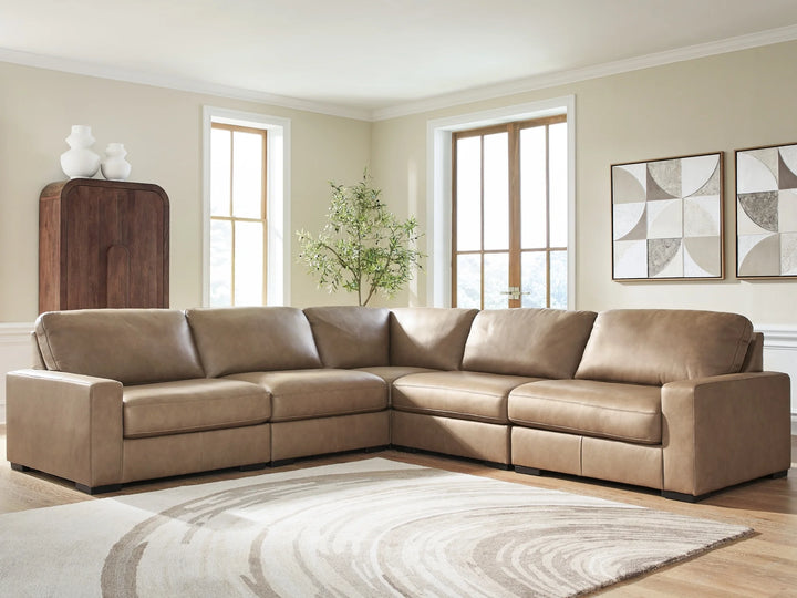 76106S17 Veronella 5-Piece Sectional Sofa In Leather Upholstery - Sahara | Benchcraft By Ashley