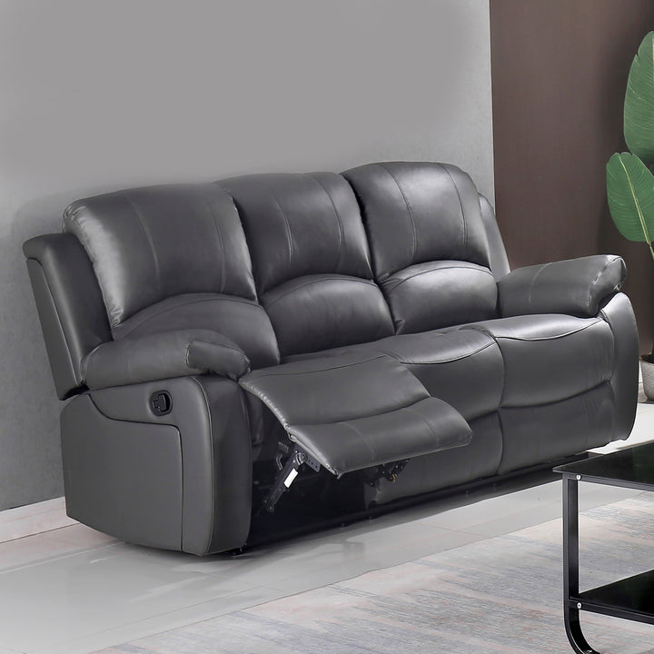 Hemti Luxurious Recliner Sofa With Dropdown Tray Containing Built-In Cup Holders - Grey