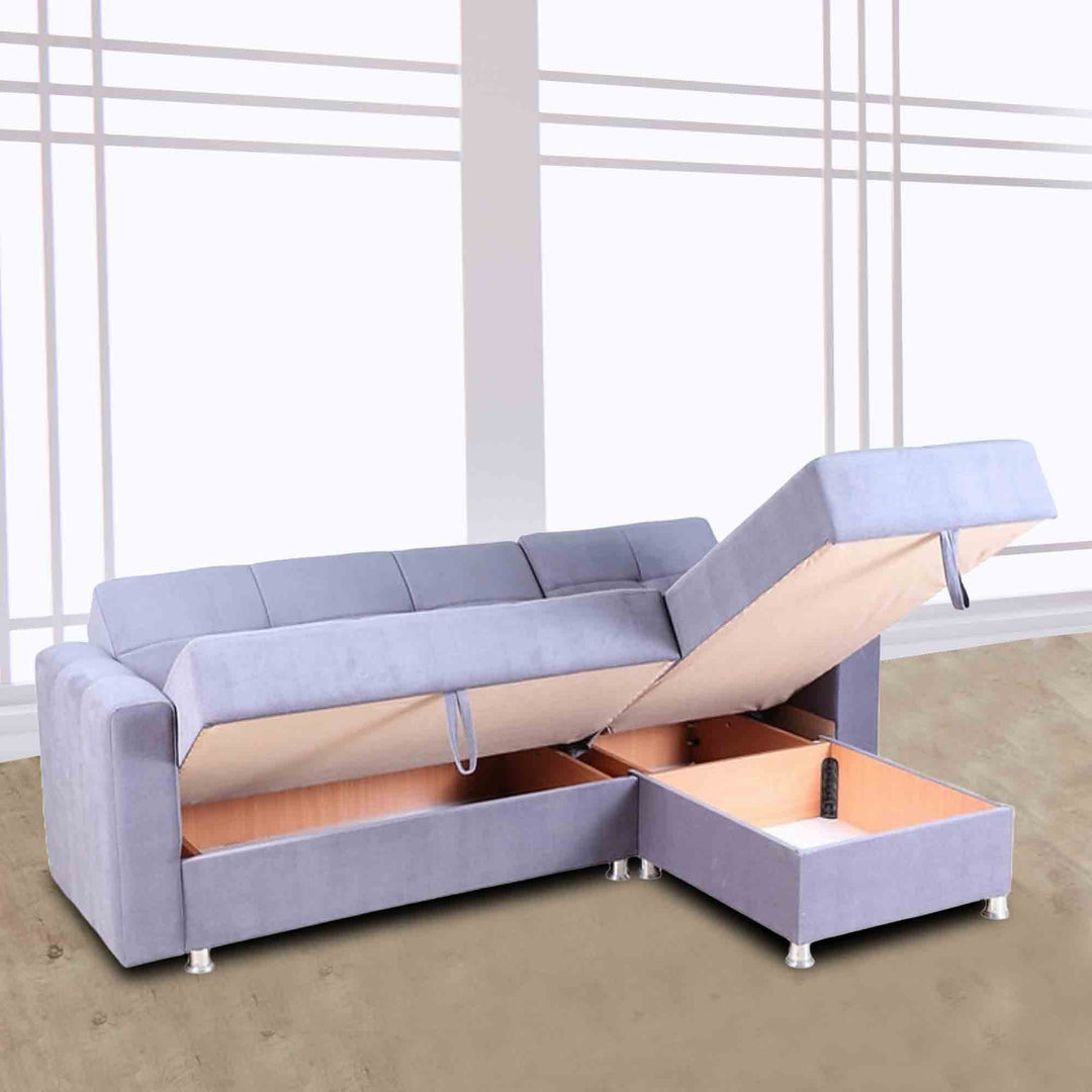 Enticing Grey Cozy Sofa Bed With Storage Compartment