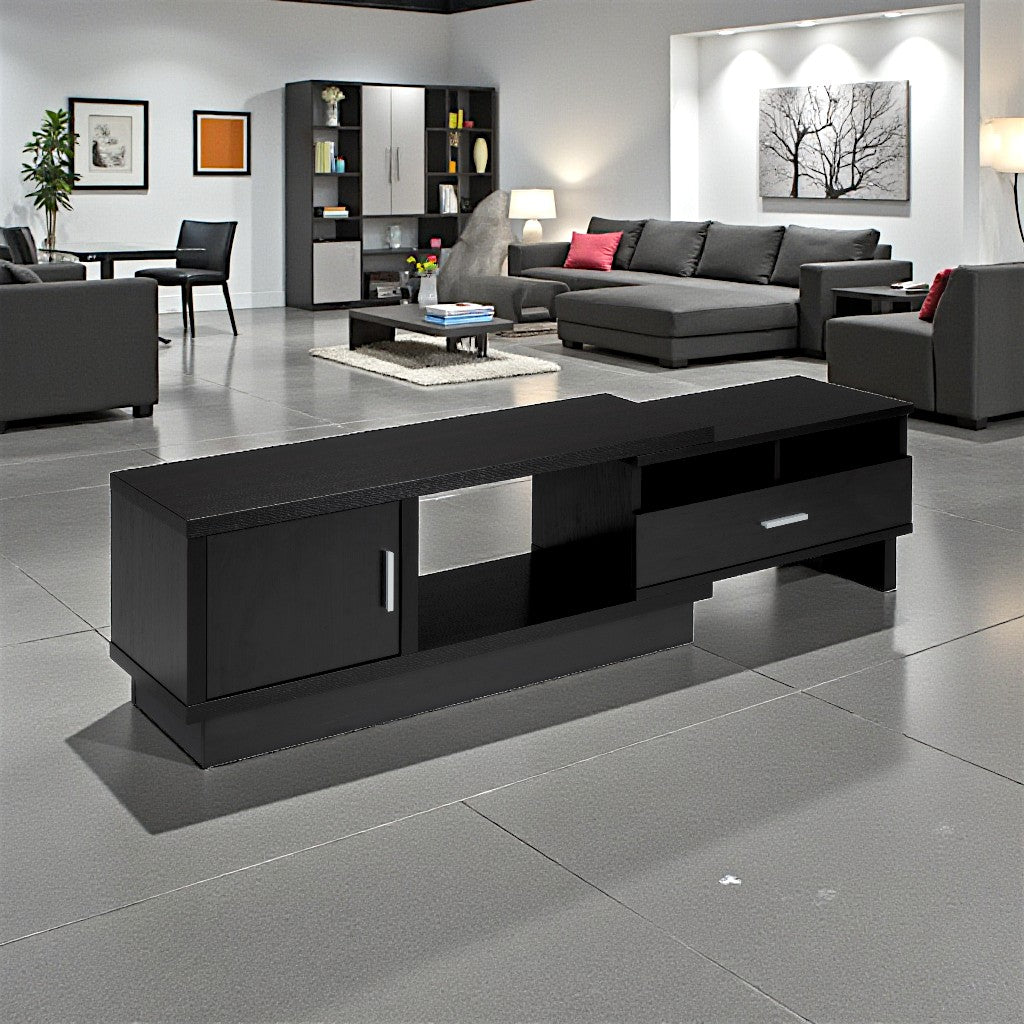 Aura 48" Extendable TV Stand With Storage Cabinets - Dark Cherry - Close-Up Detail