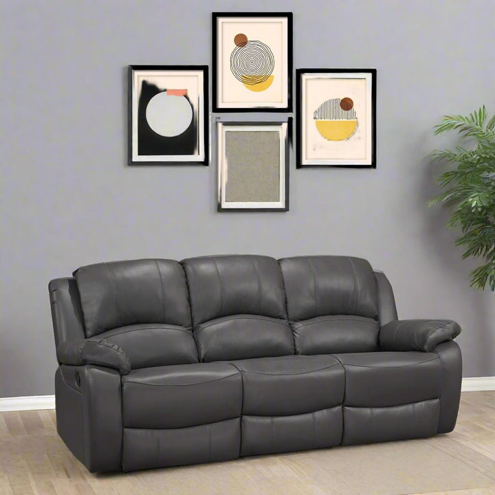 Hemti Luxurious Recliner Sofa With Dropdown Tray Containing Built-In Cup Holders - Grey