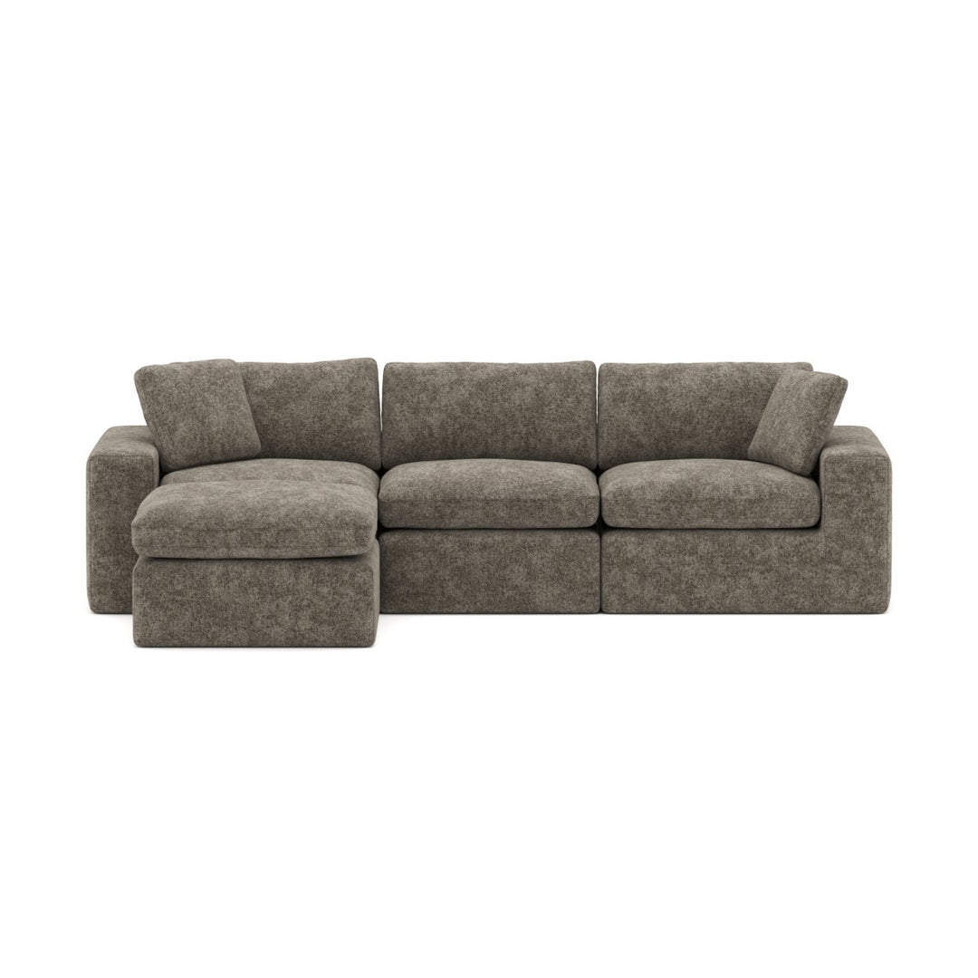 Laviar Fabric Upholstered Brown Sectional Sofa With Chaise