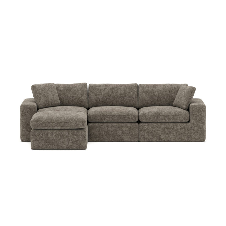Laviar Fabric Upholstered Brown Sectional Sofa With Chaise