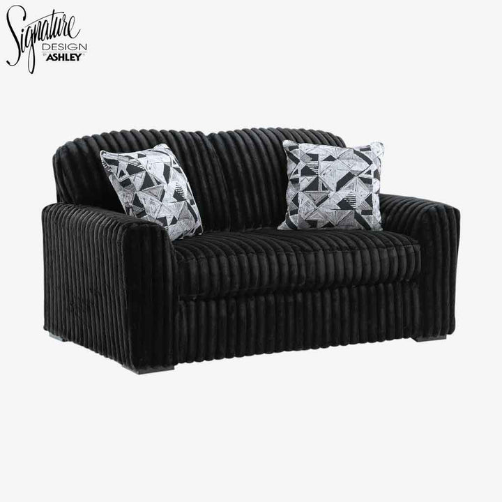 Midnight-madness Loveseat In Fabric Upholstery - Onyx - Front View