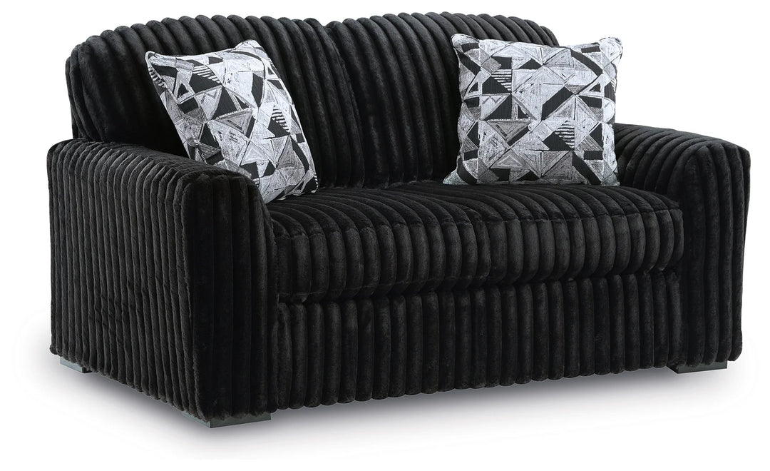 9810335 Midnight-madness Loveseat In Fabric Upholstery - Onyx | Signature Design By Ashley