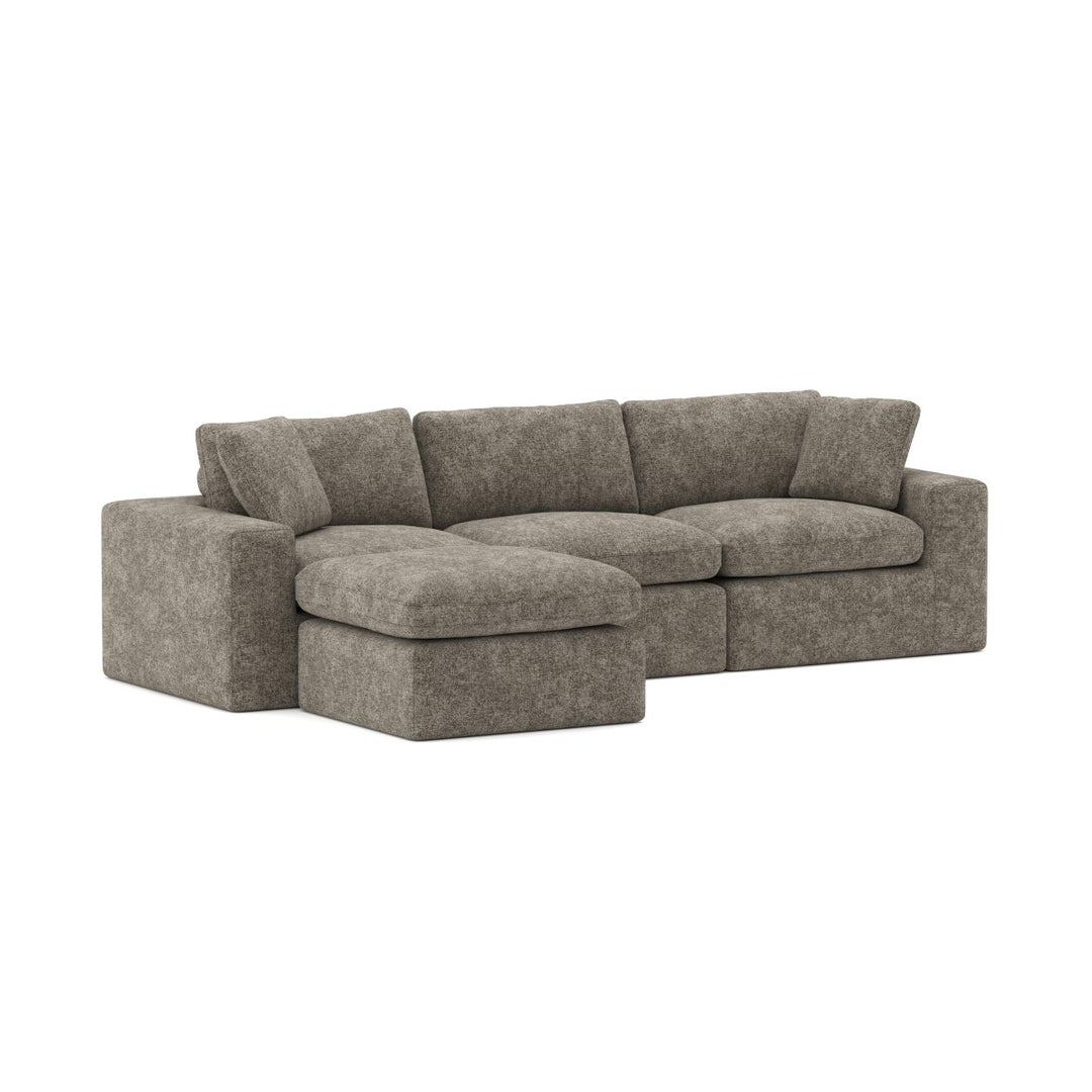 Laviar Fabric Upholstered Brown Sectional Sofa With Chaise