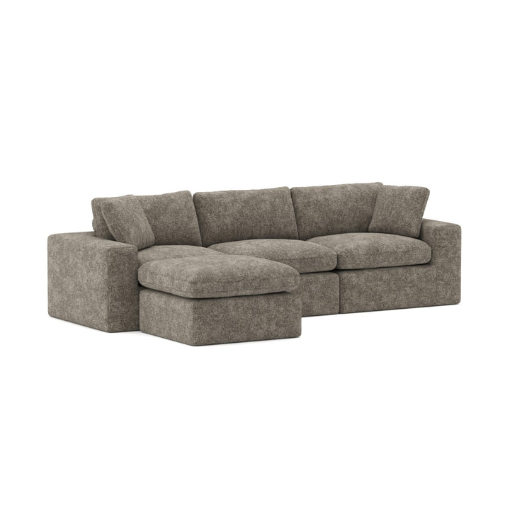 Laviar Fabric Upholstered Brown Sectional Sofa With Chaise