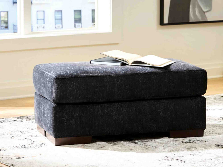 8040414 Whitmore Manor Accent Ottoman In Fabric Upholstery - Black Pearl | Benchcraft By Ashley