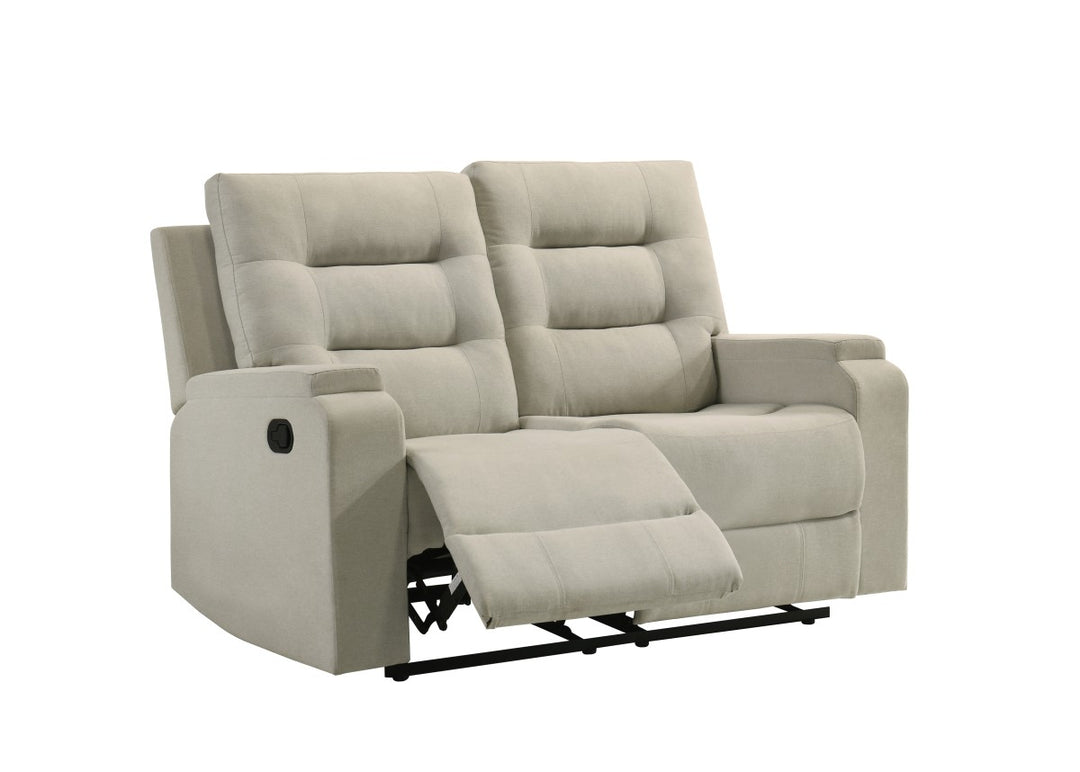 Larkin Beige Manual Recliner Loveseat in Fabric Upholstery