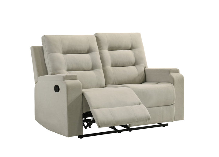 Larkin Beige Manual Recliner Loveseat in Fabric Upholstery