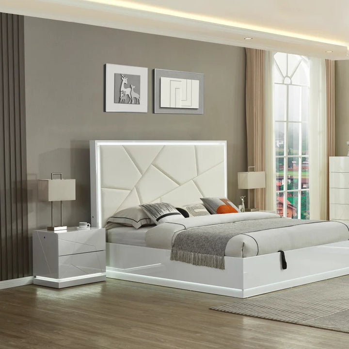 Amy 8-Piece Bedroom Set - White | Modern, Sleek, Durable & Storage Solution