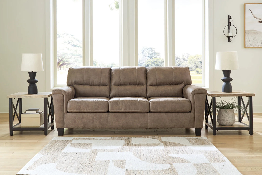 9400438 Navi Stationary Sofa in Leather Upholstery - Fossil | Signature Design By Ashley