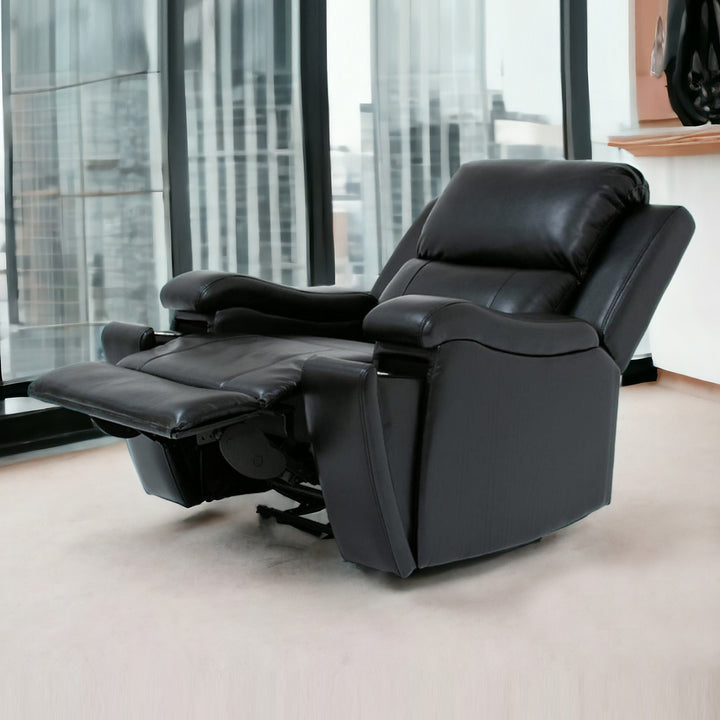Lexar 3-Piece Power Recliner Set In Leather Gel Upholstery - Midnight Black