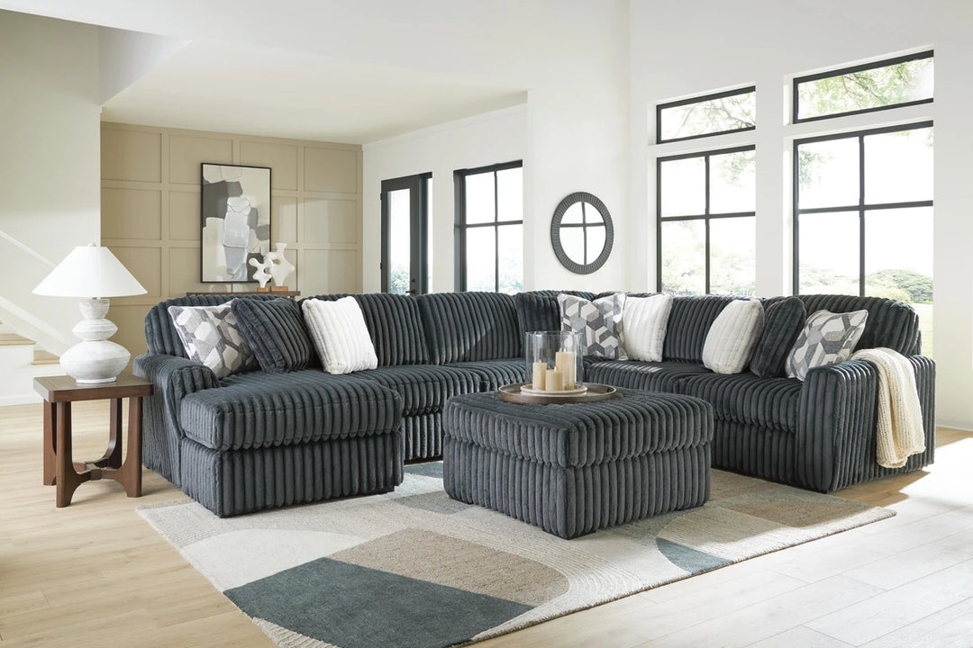 Midnight-madness 6-Piece Fabric Sectional Sofa With Chaise - Gunmetal | Signature Design By Ashley