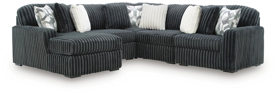 Midnight-madness 5-Piece Fabric Sectional Sofa With Chaise - Gunmetal | Signature Design By Ashley