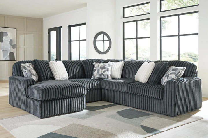 Midnight-madness 5-Piece Fabric Sectional Sofa With Chaise - Gunmetal | Signature Design By Ashley